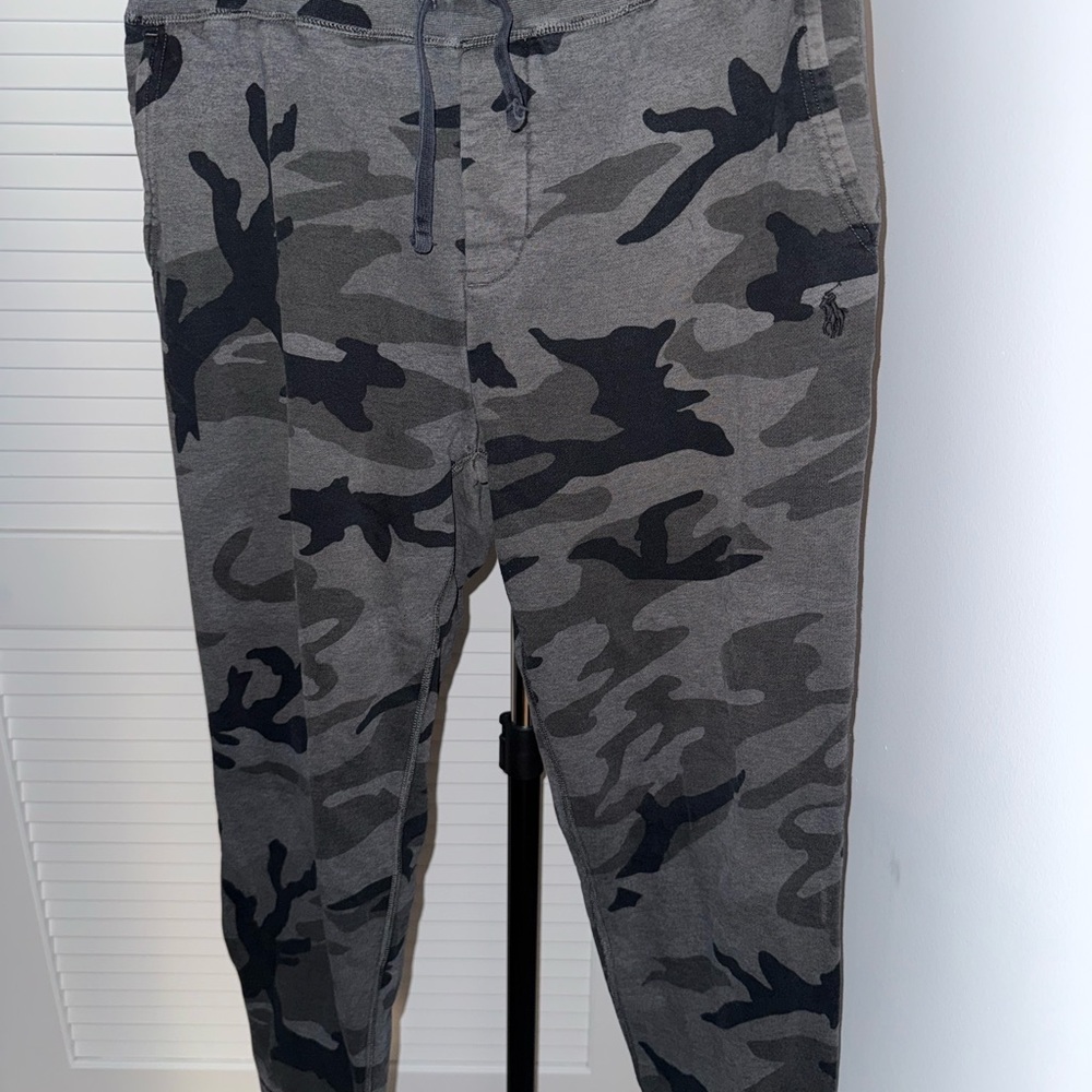Men's Polo Ralph Lauren Black and Gray Camo Jogger Pants